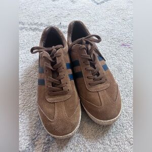 Gola Brown Suede Sneakers with Navy Stripes